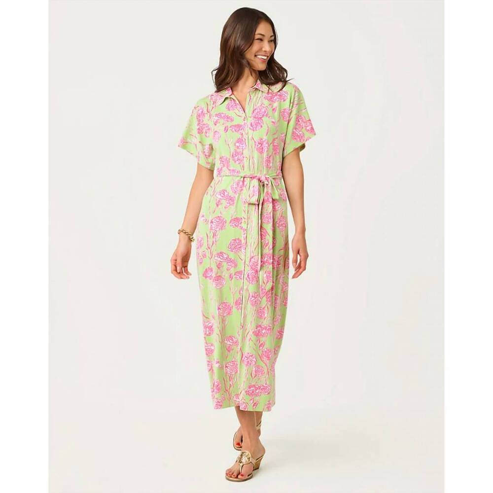 NEW LILLY PULITZER mckennon upf 50+ maxi dress in pistachio macaron - Picture 1 of 7